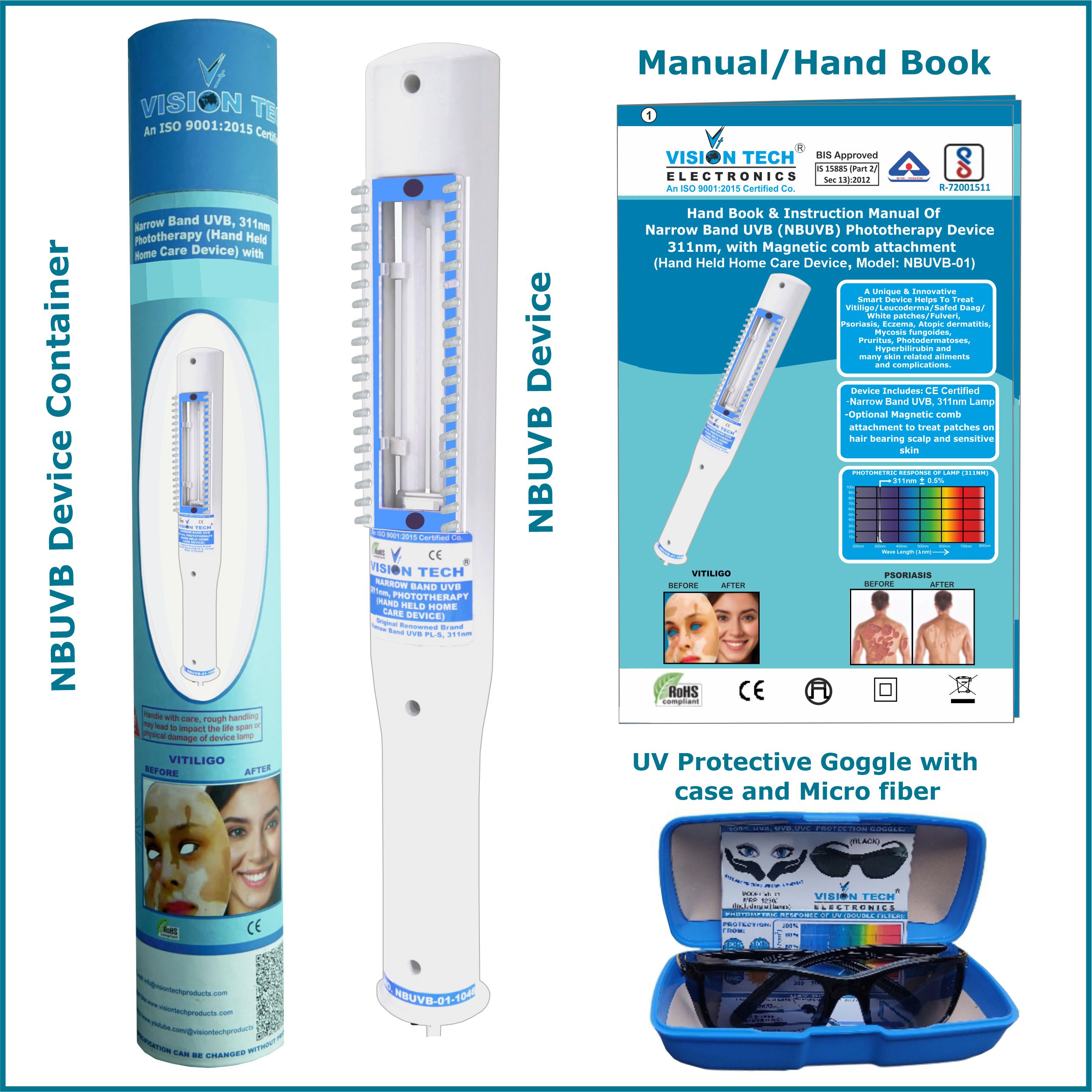 Narrow Band UVB (NBUVB) Phototherapy Device, 311nm
